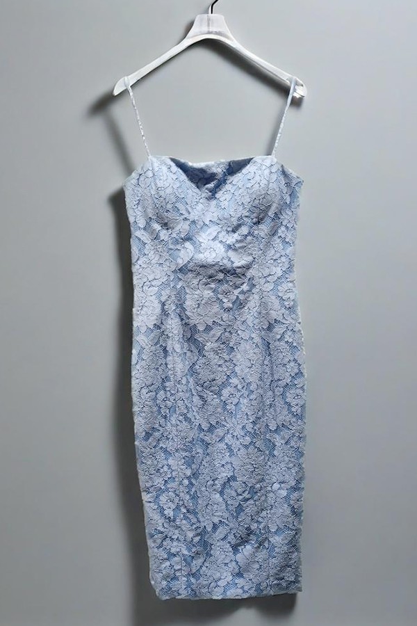 blue spaghetti-strap top